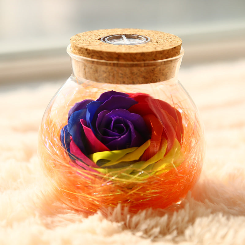 Rose Preserved Soap Flower Wishing Bottle
